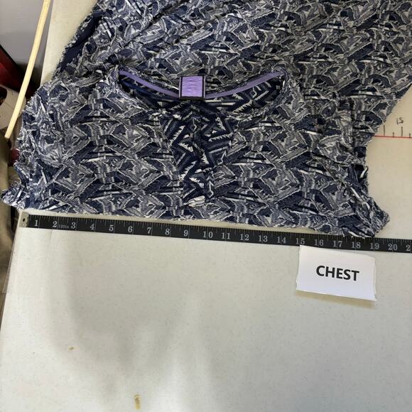 175. V By Violet Weekend Blue Dress Medium Reversed Fabric Raw Edges Geometrical - Picture 9 of 11